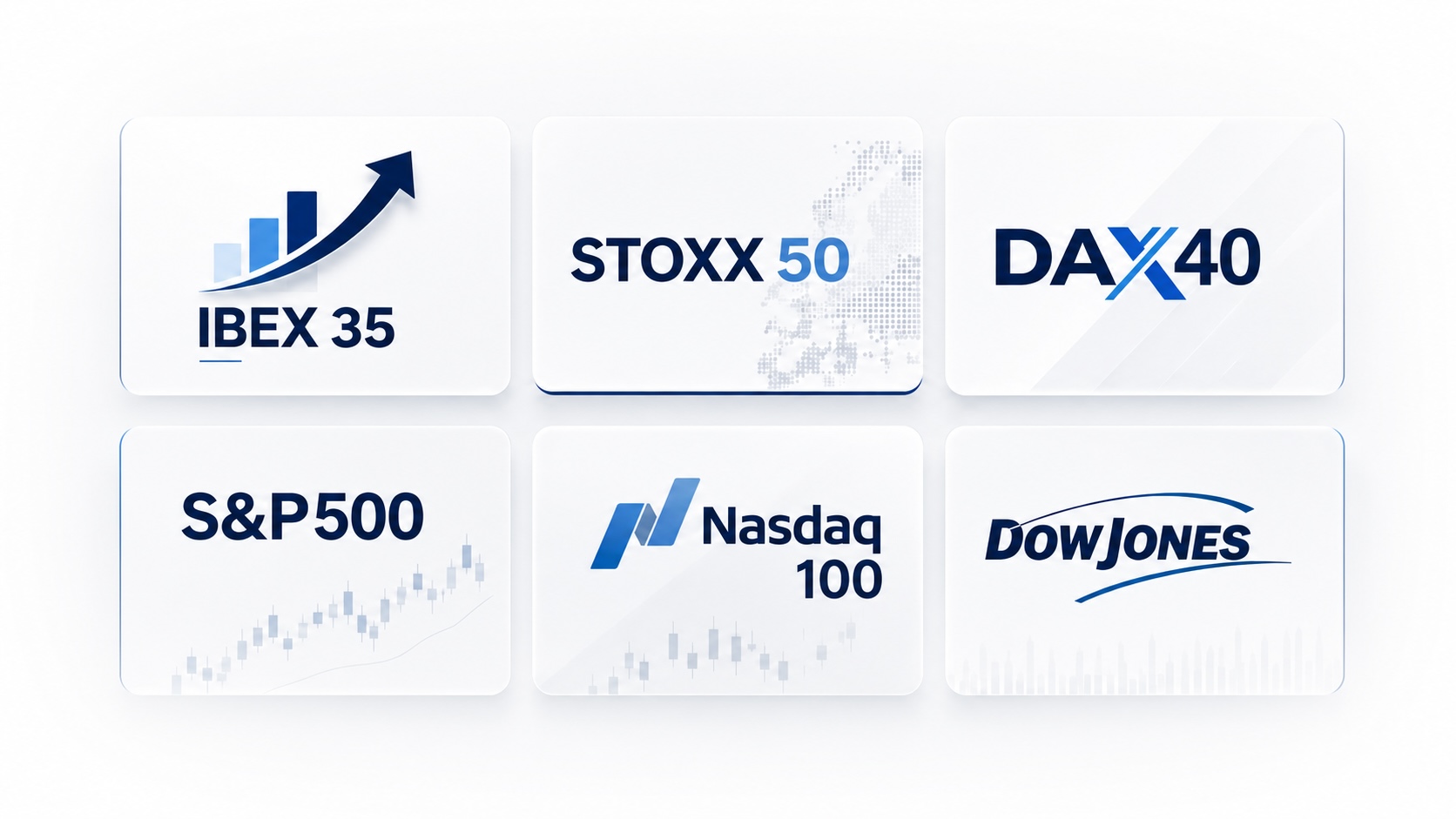 Índices analizados: IBEX 35, DAX 40, EUROSTOXX 50, S&P 500, NASDAQ 100 y DOW JONES